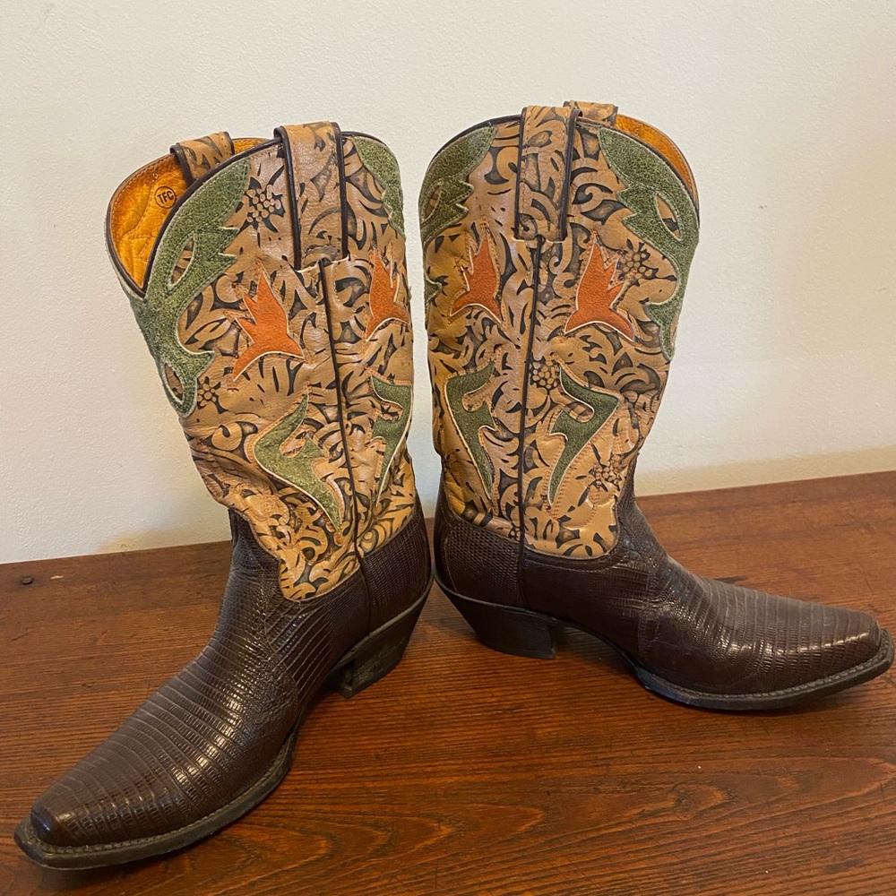Frye Western Boots Womens 7.5B Multicolor Lily Lizard Skin RARE